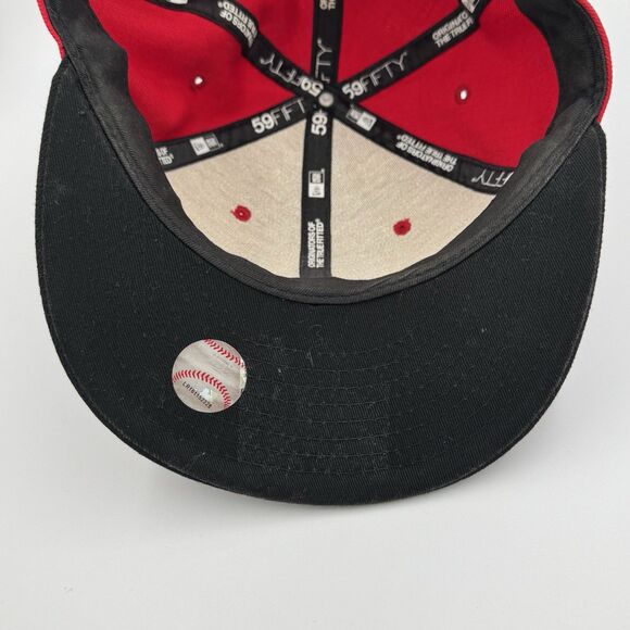 SF Giants Hat 7 3/8 Red Black 59FIFTY Fitted Big Logo New Era Cap **Flawed** - Picture 7 of 10